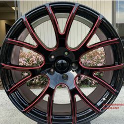 22/9✨5 Lugs ⚡️265 35 22✨4/ New Wheels Tires⚡️Red Milled ⚡️