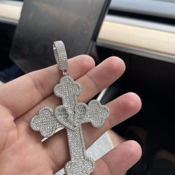 Cross Heart Moissanite Pendant