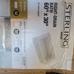 Right side , tub little damage asking fifty dollars can put tile or baseboard over the damage