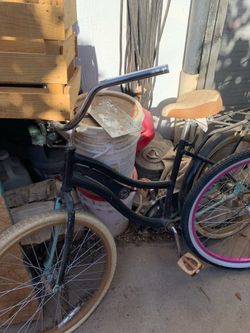 Beach Cruiser Bike Bicycle Silver Black Tan brown and blue low rider