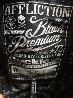 Affliction black premium leather jacket / size : XL