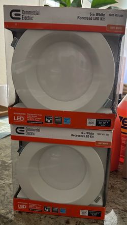 Two Commercial Electric 6-Inch White Recessed LED Kit
