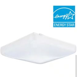 15 in. White LED Low-Profile Residential Square Flush Mount