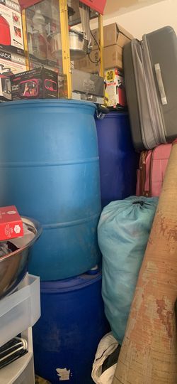 Blue Plastic Barrels
