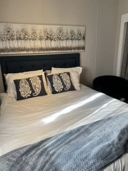 Bed Set: Bed Frame, Mattress Base, Mattress,Painting, and Chairs