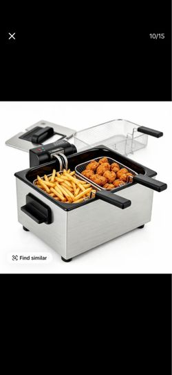 Pukomc Chrome Electric Deep Fryer with 3 Nonstick Baskets, 4.8 QT Oil Capacity