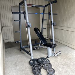 Smith Machine Weight Bench And Weights 