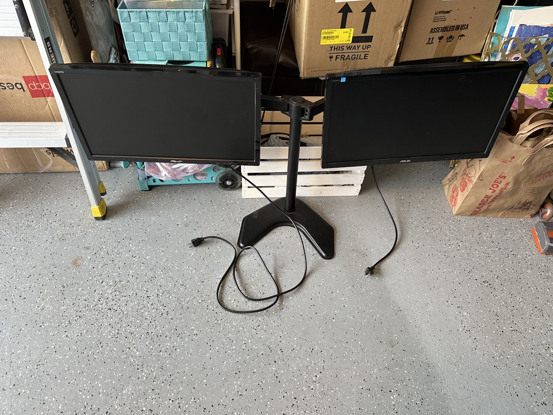 Two computer Monitors And Stand