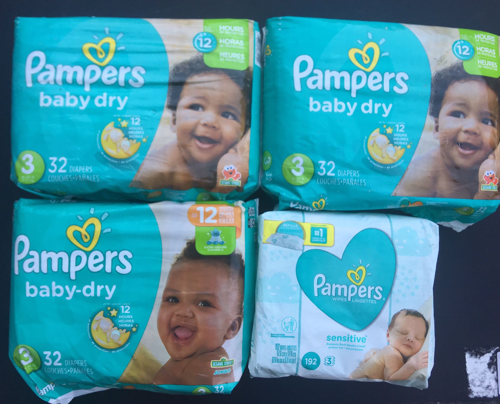 Pampers Size 3 (96 count) Wipes (192 count) $25
