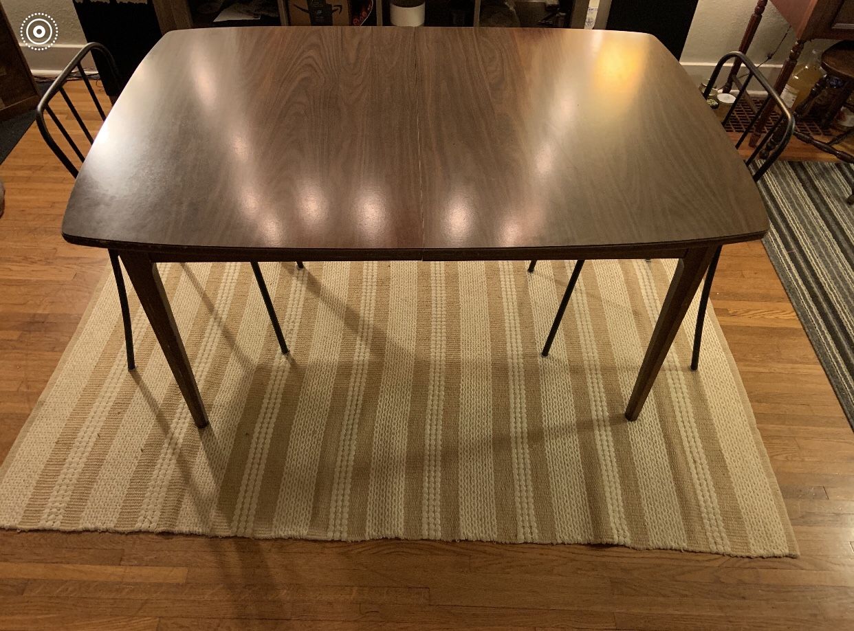 Nice teak wooden dining room table set w 2 chairs-in very good shape-can deliver!