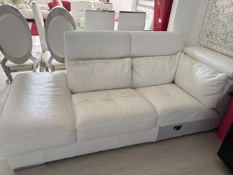 2 White leather couches