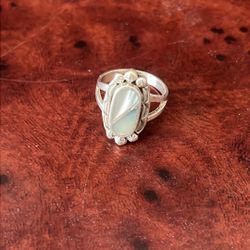 Sterling Silver Native American  Mother Of Pearl Ring