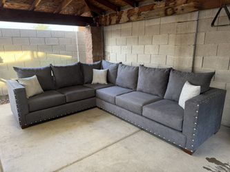 8x10 sectional sensation charcoal fabric new