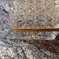 Antique French Crystal Jewelry Box, Charles, X Hand Cut Glass Coffret With Gilt Bronze