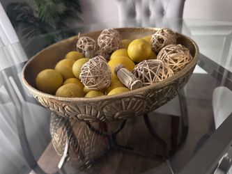 Target Opalhouse Gold Peacock Decorative Bowl + Faux Lemons & Woven Orbs Set
