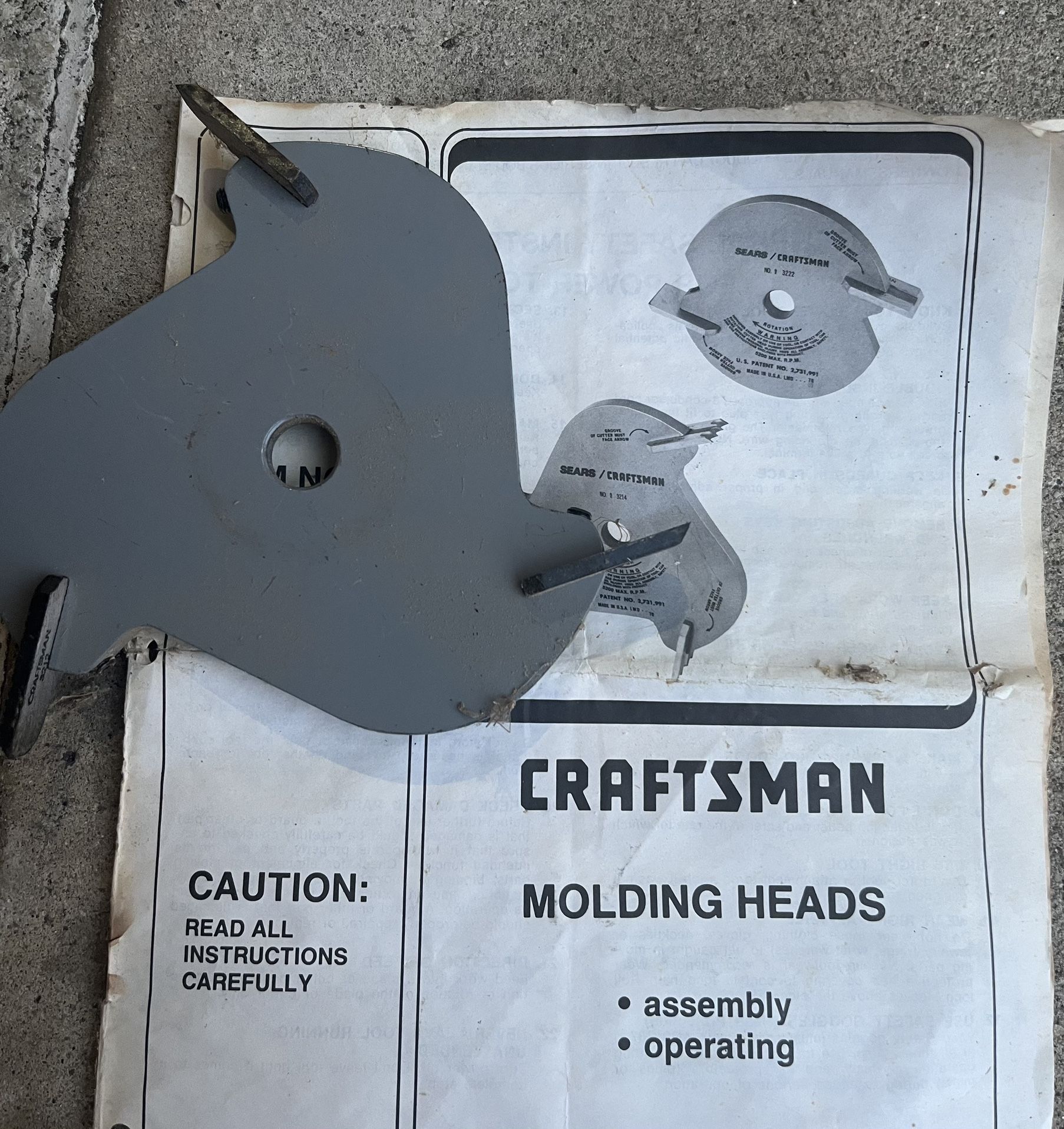 Craftsman molding cutter set