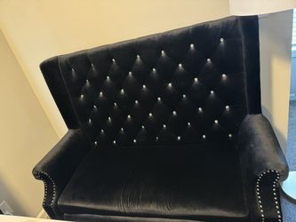 Black Suede Loveseat 