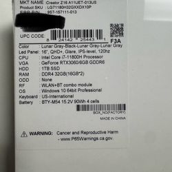 MSI creator Z16 A11UET-013 For Sale Brand New Sealed 