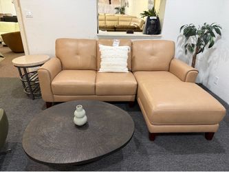 Furniture : 2 pc real pastel leather sectional- Ashlinn
