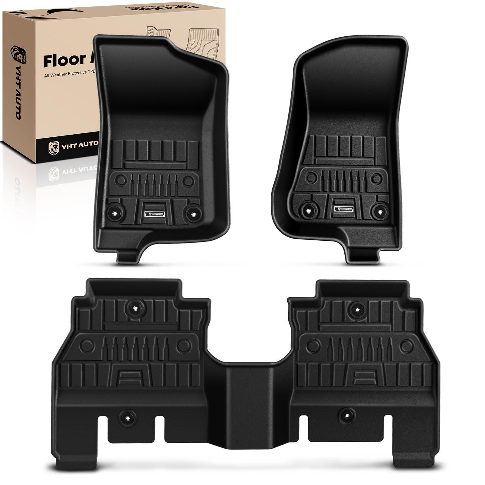 YHTAUTO Floor Mats Fit 2021-2025 Jeep WrNon JK Or 4XE), TPE All Weather