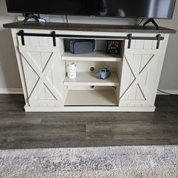 Beige And Brown TV Stand