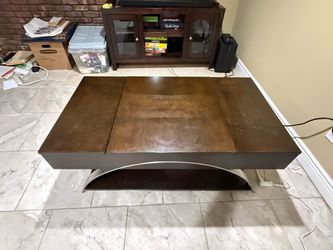 Cherry Brown Wooden Coffee Table with Compartments