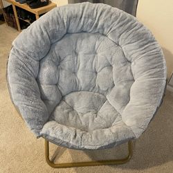 Gwen Oversized Faux Fur Saucer Chair – Gray & Gold, Like New