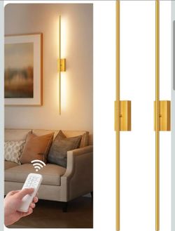 Goebleson 39.4" Wireless Battery Operated Wall Sconces Set of 2, Modern Rechargeable Lamp with Remote, 360° Rotation, 10000mAh, Touch Dimmable Lights