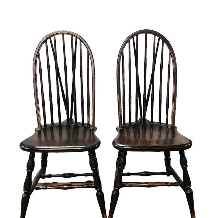 Pair of Antique Fiddleback Windsor Chairs