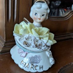 Fenton March birthday angel vintage