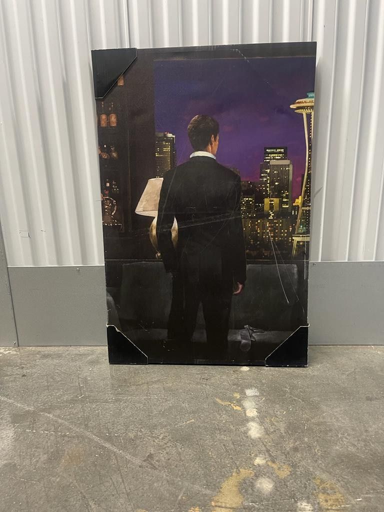 New!!Man And Woman Facing City Painting