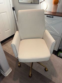 Cream corduroy office chair