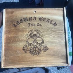 Laguna Beach Jean Co Wood Collector Box Sugar Skull Rock The OC Y2K Rare Decor