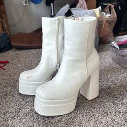 White Platform Boots 
