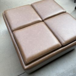 Oversized Brown Ottoman Faux Leather 