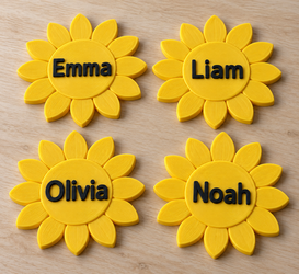 Personalized Sunflower Place Names, Set of 4, Fall Table Decor, Custom Colors