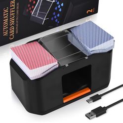 Nileole Quiet & Rechargeable 2 Decks Card Shuffler, Automatic 2000 mAh Quiet Electric Shuffler, Playing Cards, Texas Hold'em, Poker, Home Card Games, 