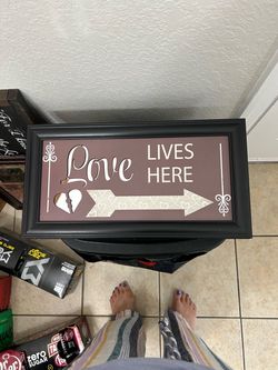 Love Lives Here Framed Wall Sign