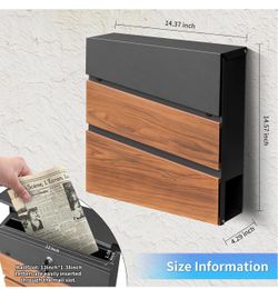 Brand new modern wall mount mailbox with keys (metal)
