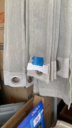 Sheer gray linen curtain panels