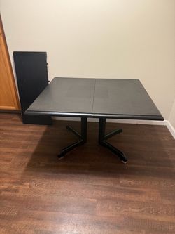 Black Dining Table with Double Pedestal Base