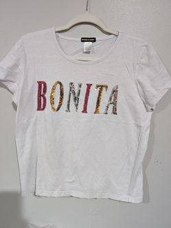 Women's White "BONITA" Sequin T-Shirt XL
Fit sz 14