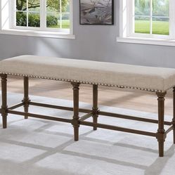 SPECIAL PRICE🔥 WALNUT BROWN Fabric Cushion Backless Counter Bench 