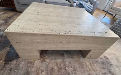 Travertine Square Coffee Table. Retails 2k!!