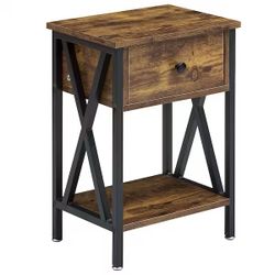 Nightstands X-Design Side End Table Night Stand Storage Shelf with Drawer