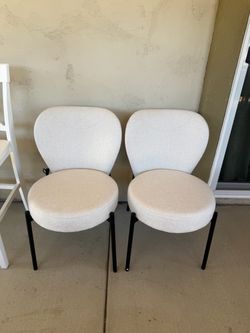 Pair of Modern Round Upholstered Dining Chairs