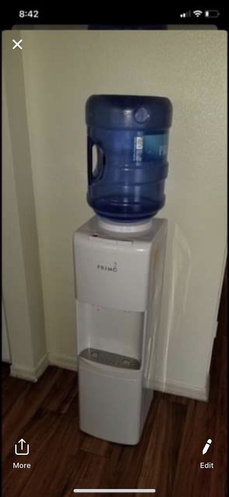 Primo white top loading cold and hot water cooler