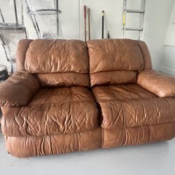 Loveseat And Recliner-Leather