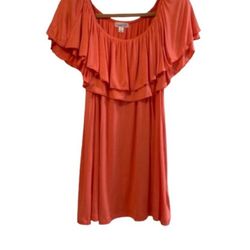 STUDIO WOMAN JPR Top Coral Sleeveless Ruffled Scoop Neck Knit Plus Size 1X NWT