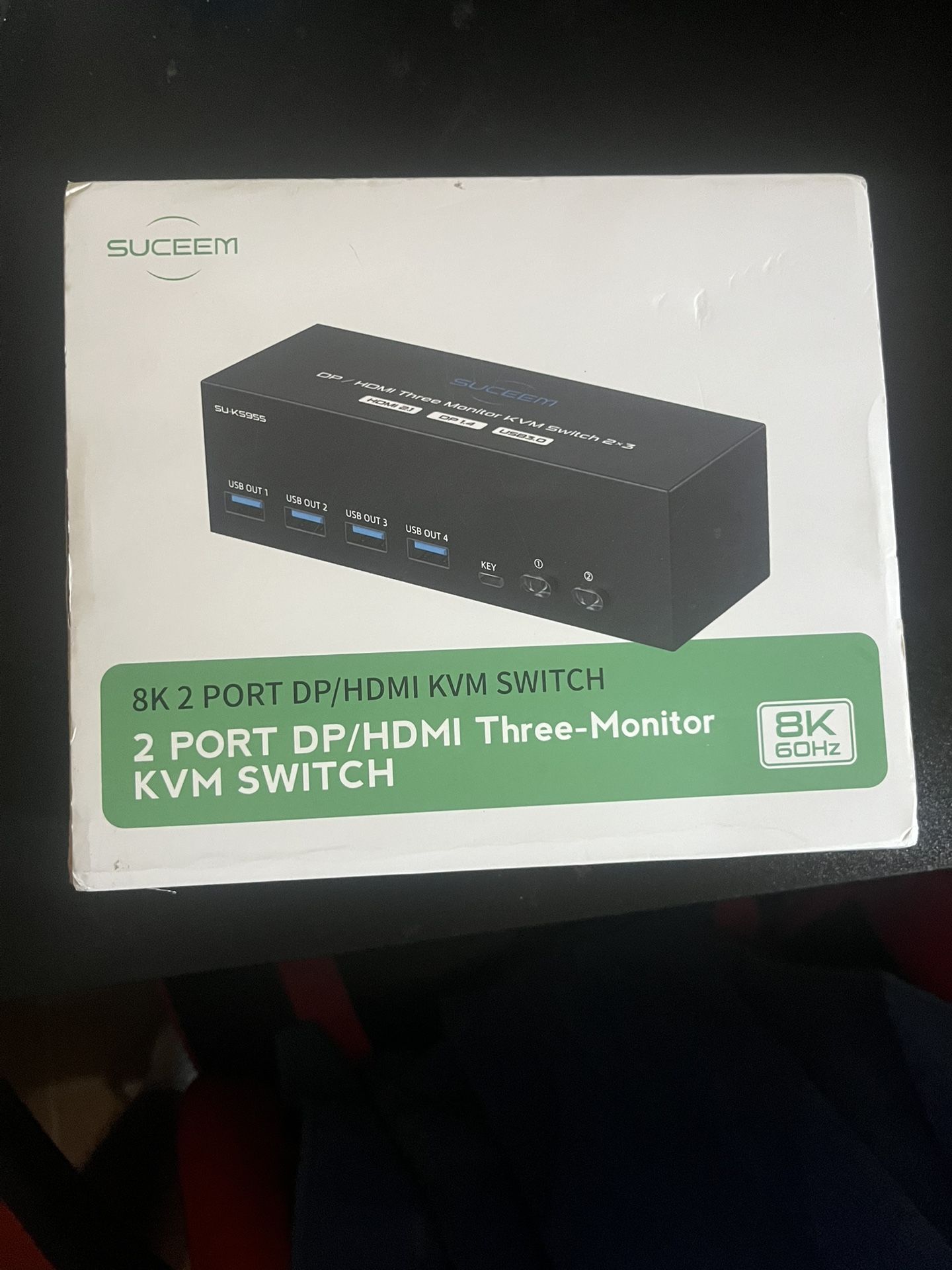 8k 2 Port DP/HDMI KVM Switch